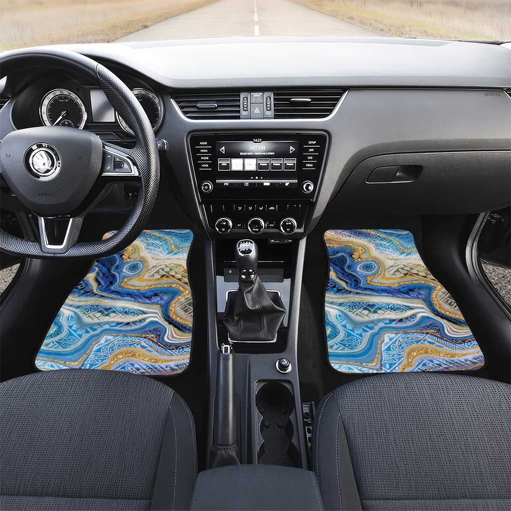 Polynesian Tribal Tattoo Car Mats Swirling Ocean Marble Pattern