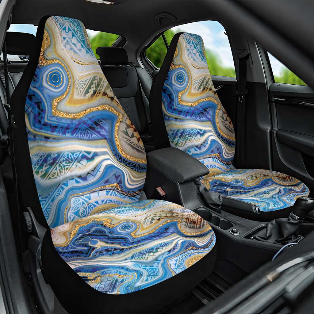 Polynesian Tribal Tattoo Car Seat Cover Swirling Ocean Marble Pattern