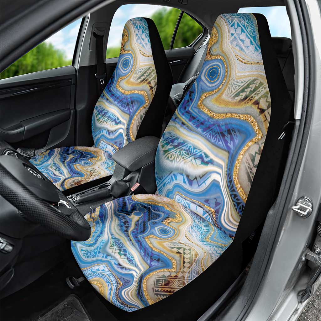 Polynesian Tribal Tattoo Car Seat Cover Swirling Ocean Marble Pattern