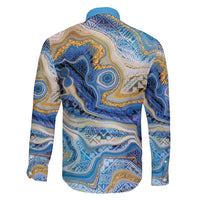 Polynesian Tribal Tattoo Family Matching Long Sleeve Bodycon Dress and Hawaiian Shirt Swirling Ocean Marble Pattern