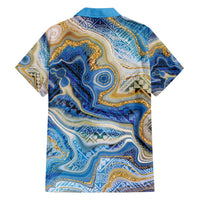 Polynesian Tribal Tattoo Family Matching Off Shoulder Short Dress and Hawaiian Shirt Swirling Ocean Marble Pattern