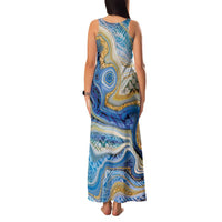 Polynesian Tribal Tattoo Family Matching Tank Maxi Dress and Hawaiian Shirt Swirling Ocean Marble Pattern