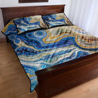 Polynesian Tribal Tattoo Quilt Bed Set Swirling Ocean Marble Pattern