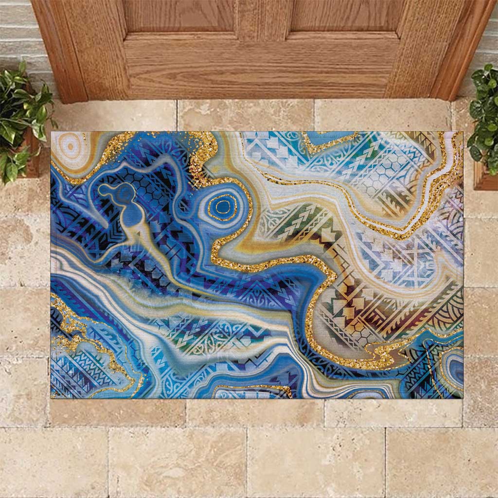 Polynesian Tribal Tattoo Rubber Doormat Swirling Ocean Marble Pattern LT9 Ocean - Polynesian Pride