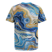Polynesian Tribal Tattoo Rugby Jersey Swirling Ocean Marble Pattern