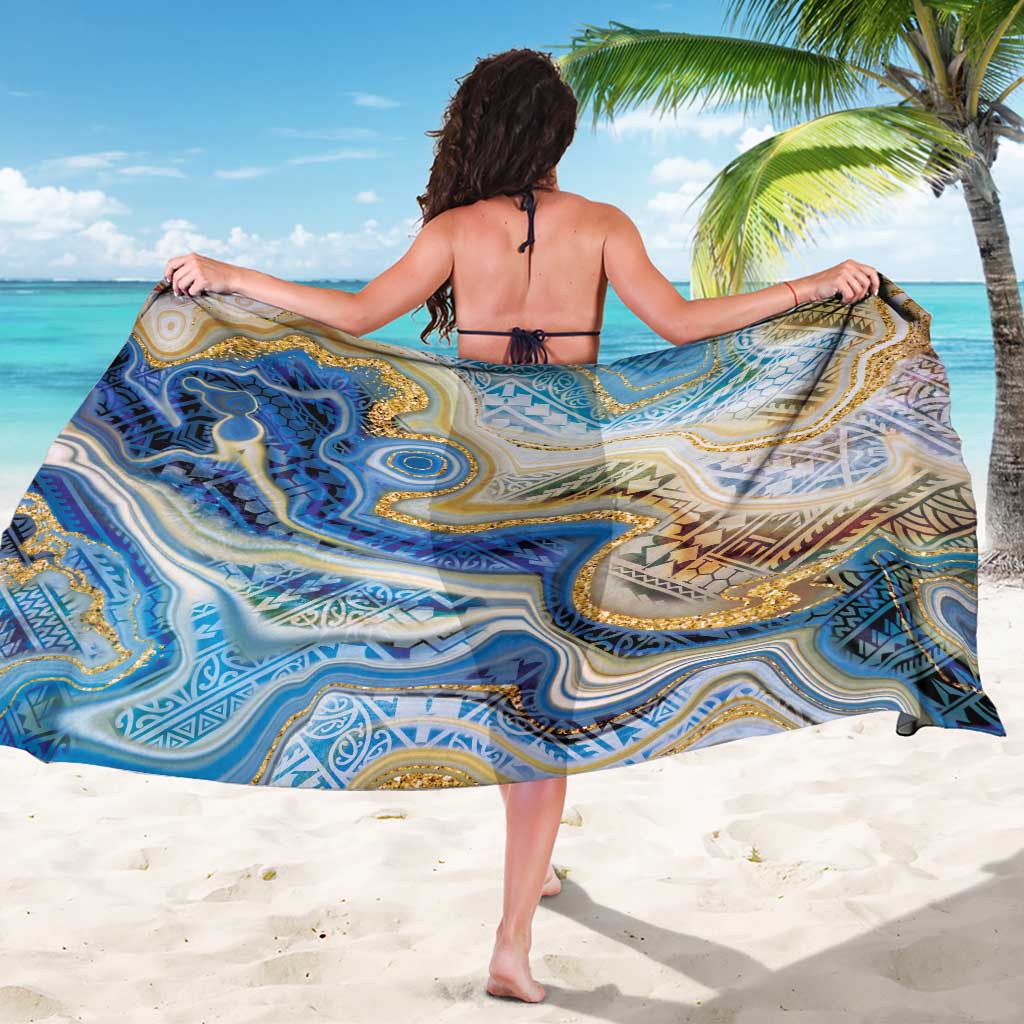 Polynesian Tribal Tattoo Sarong Swirling Ocean Marble Pattern