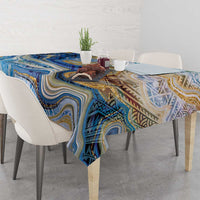Polynesian Tribal Tattoo Tablecloth Swirling Ocean Marble Pattern