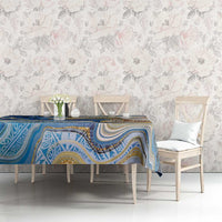 Polynesian Tribal Tattoo Tablecloth Swirling Ocean Marble Pattern