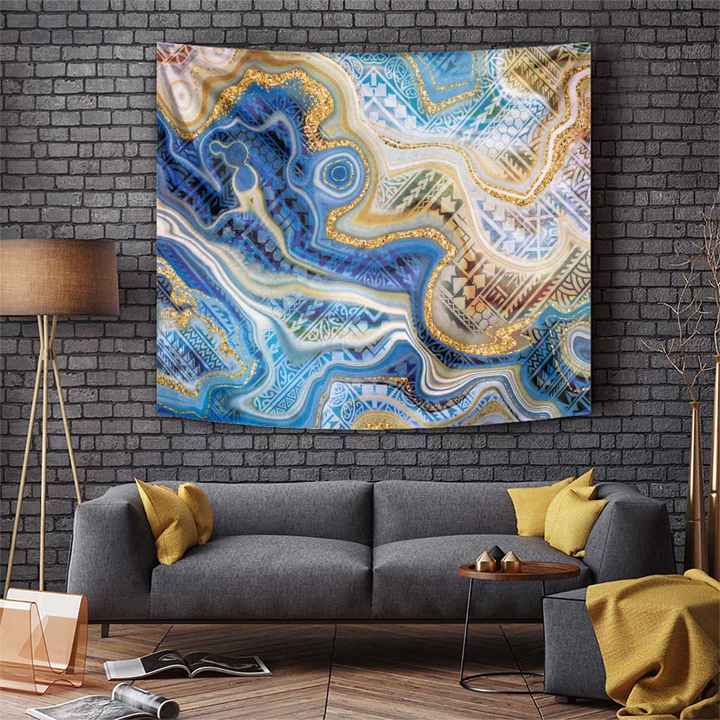 Polynesian Tribal Tattoo Tapestry Swirling Ocean Marble Pattern LT9 Ocean - Polynesian Pride