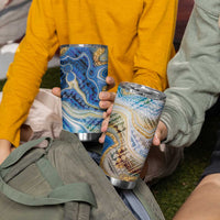 Polynesian Tribal Tattoo Tumbler Cup Swirling Ocean Marble Pattern