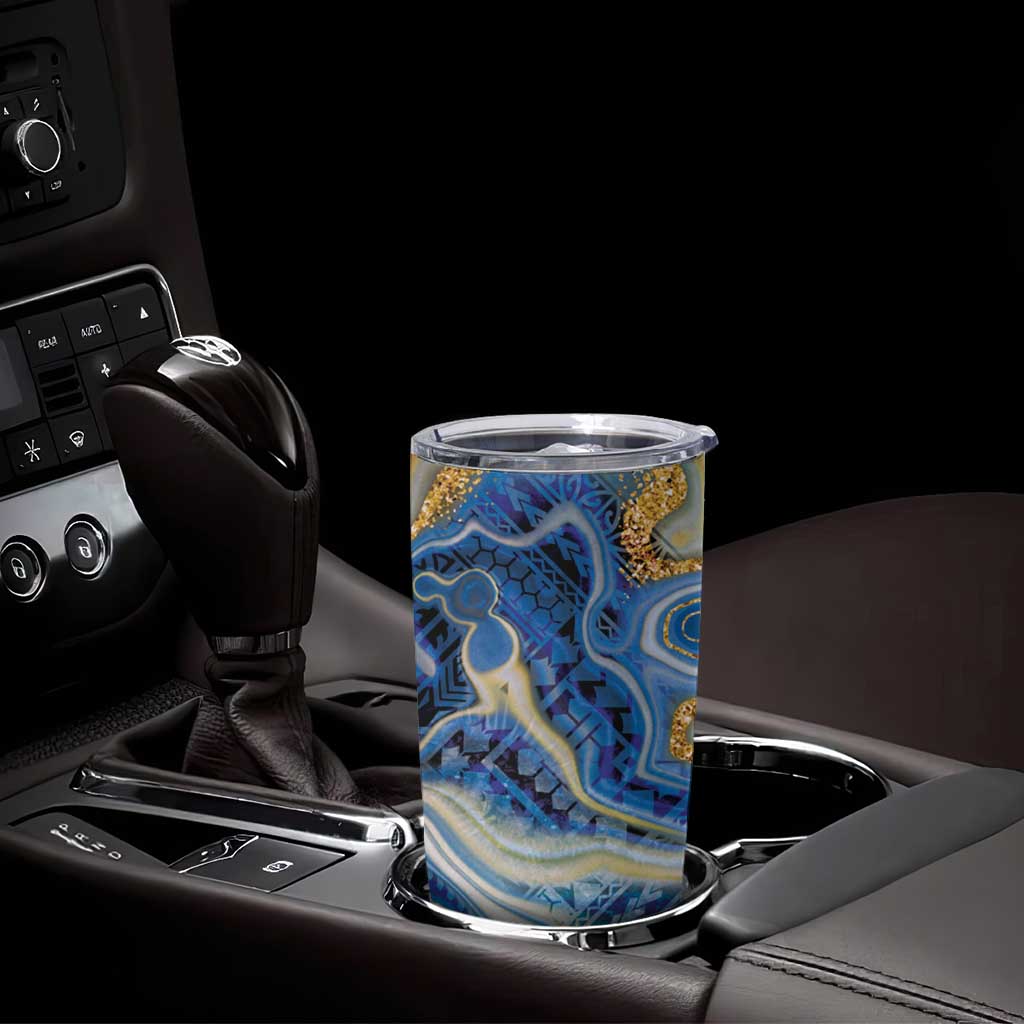 Polynesian Tribal Tattoo Tumbler Cup Swirling Ocean Marble Pattern