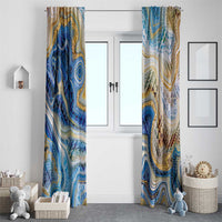 Polynesian Tribal Tattoo Window Curtain Swirling Ocean Marble Pattern