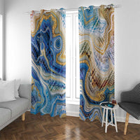 Polynesian Tribal Tattoo Window Curtain Swirling Ocean Marble Pattern