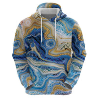 Polynesian Tribal Tattoo Zip Hoodie Swirling Ocean Marble Pattern