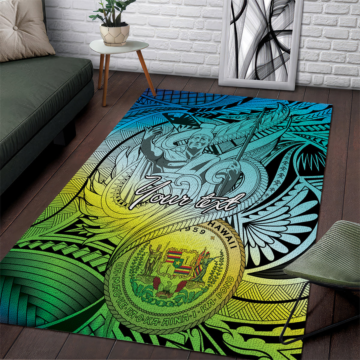 Personalised Aloha King Kamehameha Spirits Area Rug Art Special