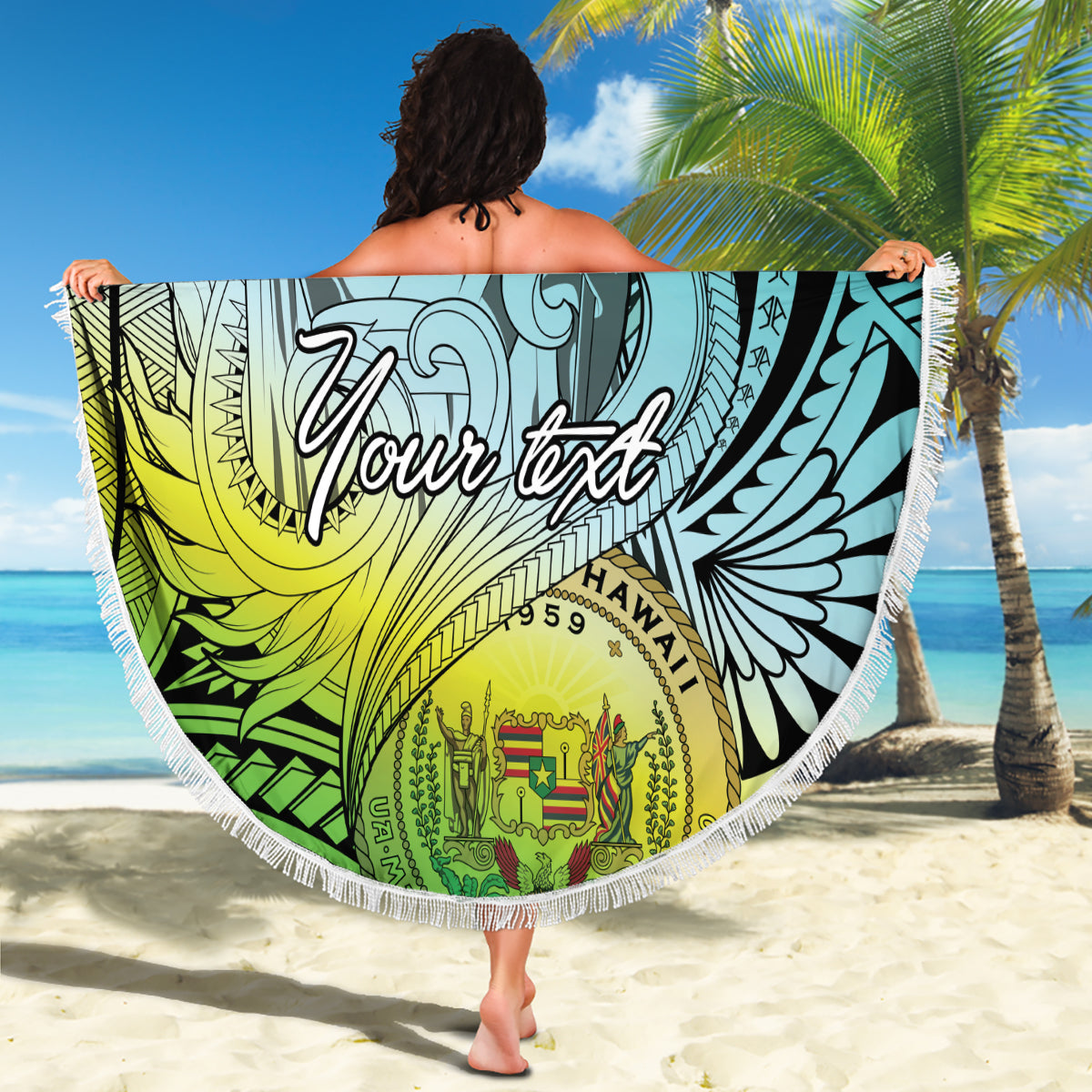 Personalised Aloha King Kamehameha Spirits Beach Blanket Art Special