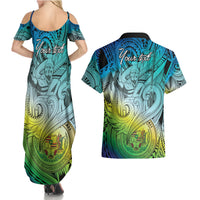 Personalised Aloha King Kamehameha Spirits Couples Matching Summer Maxi Dress and Hawaiian Shirt Art Special LT9 - Polynesian Pride