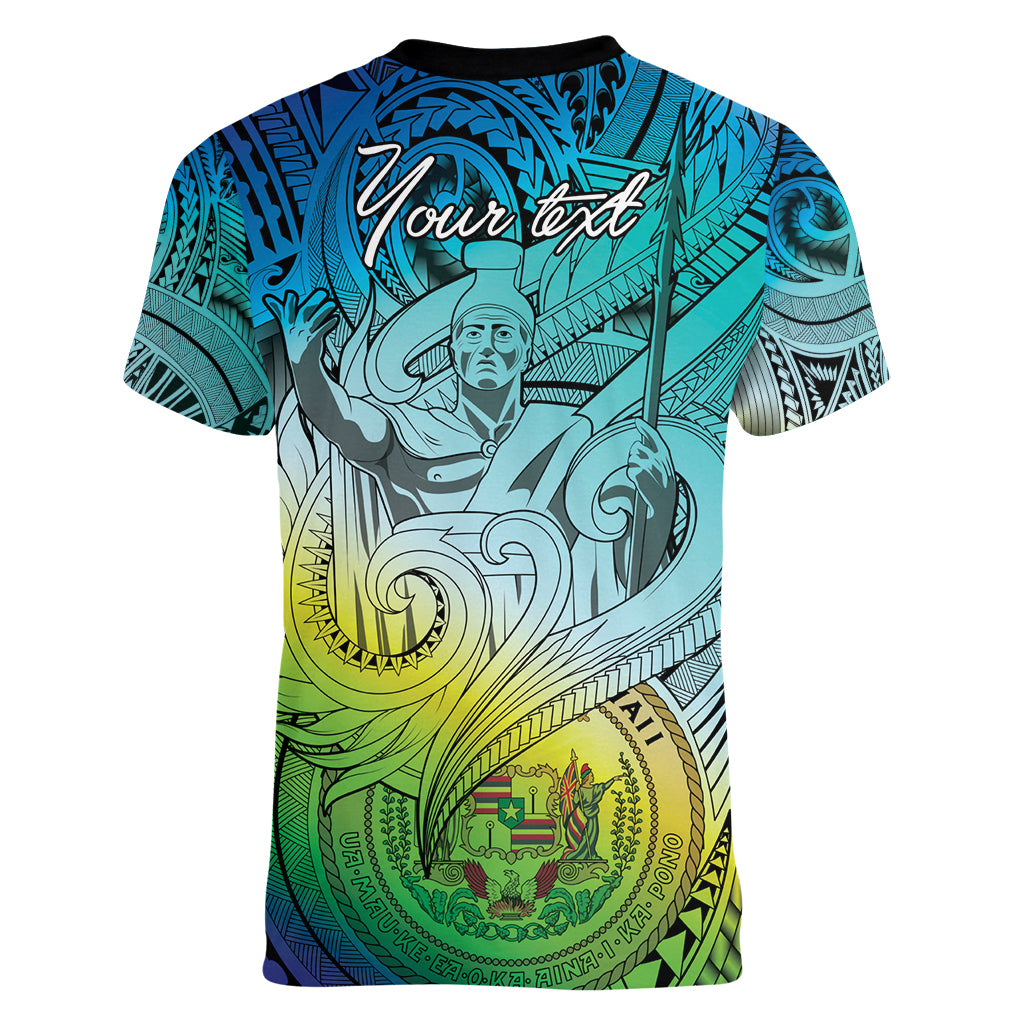 Personalised Aloha King Kamehameha Spirits Women V Neck T Shirt Art Special LT9 - Polynesian Pride