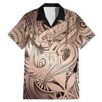 Personalised Aloha King Kamehameha Spirits Family Matching Mermaid Dress and Hawaiian Shirt Beige Special LT9 Dad's Shirt - Short Sleeve Beige - Polynesian Pride