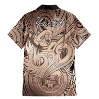 Personalised Aloha King Kamehameha Spirits Family Matching Mermaid Dress and Hawaiian Shirt Beige Special LT9 - Polynesian Pride