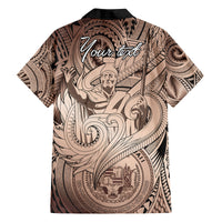 Personalised Aloha King Kamehameha Spirits Family Matching Puletasi and Hawaiian Shirt Beige Special LT9 - Polynesian Pride