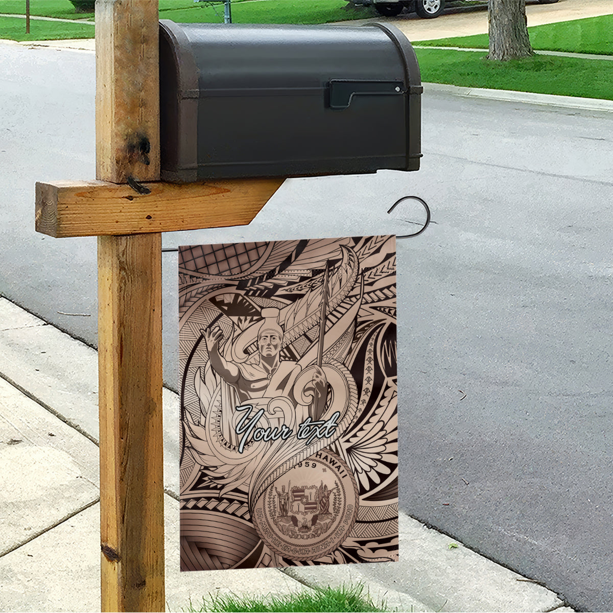 Personalised Aloha King Kamehameha Spirits Garden Flag Beige Special