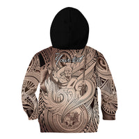 Personalised Aloha King Kamehameha Spirits Kid Hoodie Beige Special LT9 - Polynesian Pride