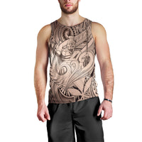 Personalised Aloha King Kamehameha Spirits Men Tank Top Beige Special LT9 - Polynesian Pride