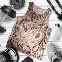 Personalised Aloha King Kamehameha Spirits Men Tank Top Beige Special LT9 - Polynesian Pride