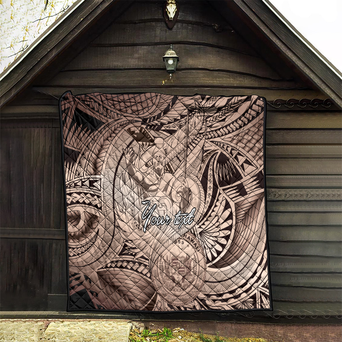 Personalised Aloha King Kamehameha Spirits Quilt Beige Special