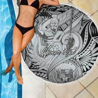 Personalised Aloha King Kamehameha Spirits Beach Blanket Grey Special