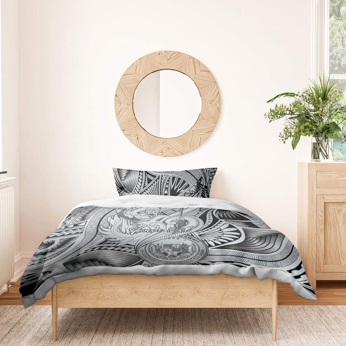 Personalised Aloha King Kamehameha Spirits Bedding Set Grey Special