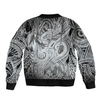 Personalised Aloha King Kamehameha Spirits Bomber Jacket Grey Special LT9 - Polynesian Pride