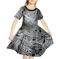 Personalised Aloha King Kamehameha Spirits Kid Short Sleeve Dress Grey Special LT9 - Polynesian Pride
