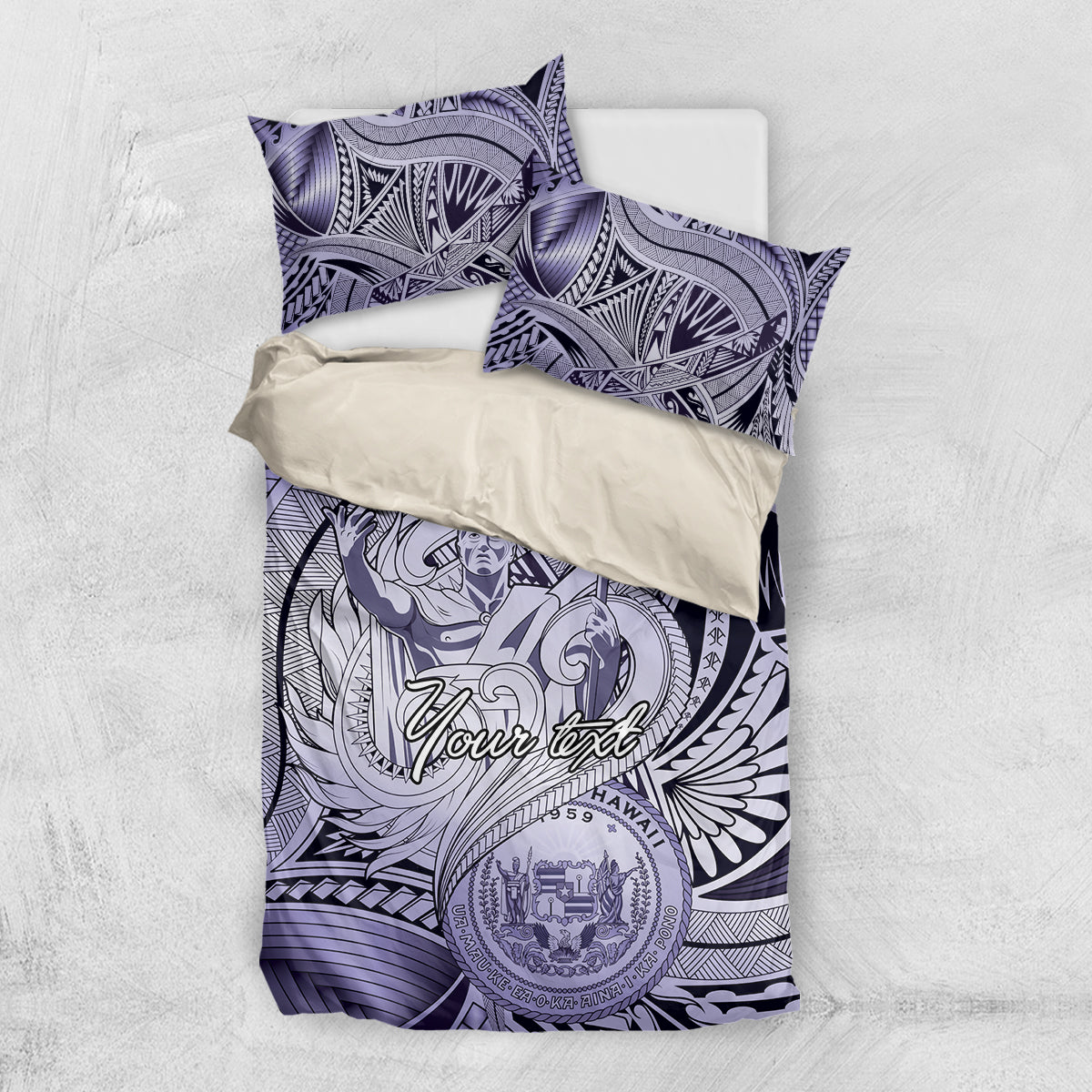 Personalised Aloha King Kamehameha Spirits Bedding Set Violet Special