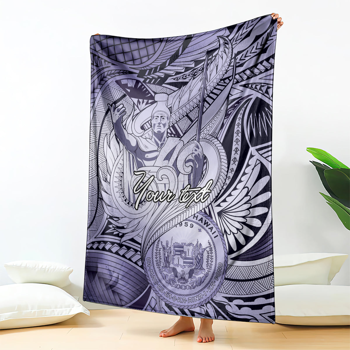Personalised Aloha King Kamehameha Spirits Blanket Violet Special