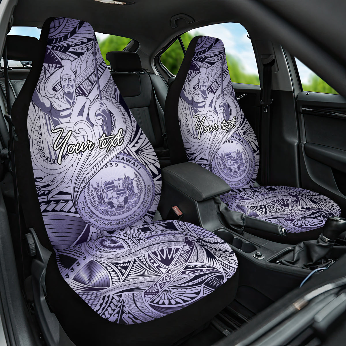 Personalised Aloha King Kamehameha Spirits Car Seat Cover Violet Special