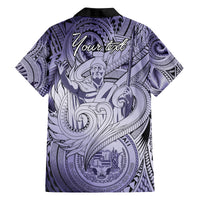 Personalised Aloha King Kamehameha Spirits Family Matching Off Shoulder Short Dress and Hawaiian Shirt Violet Special LT9 - Polynesian Pride