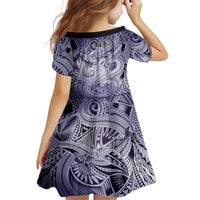 Personalised Aloha King Kamehameha Spirits Kid Short Sleeve Dress Violet Special LT9 - Polynesian Pride