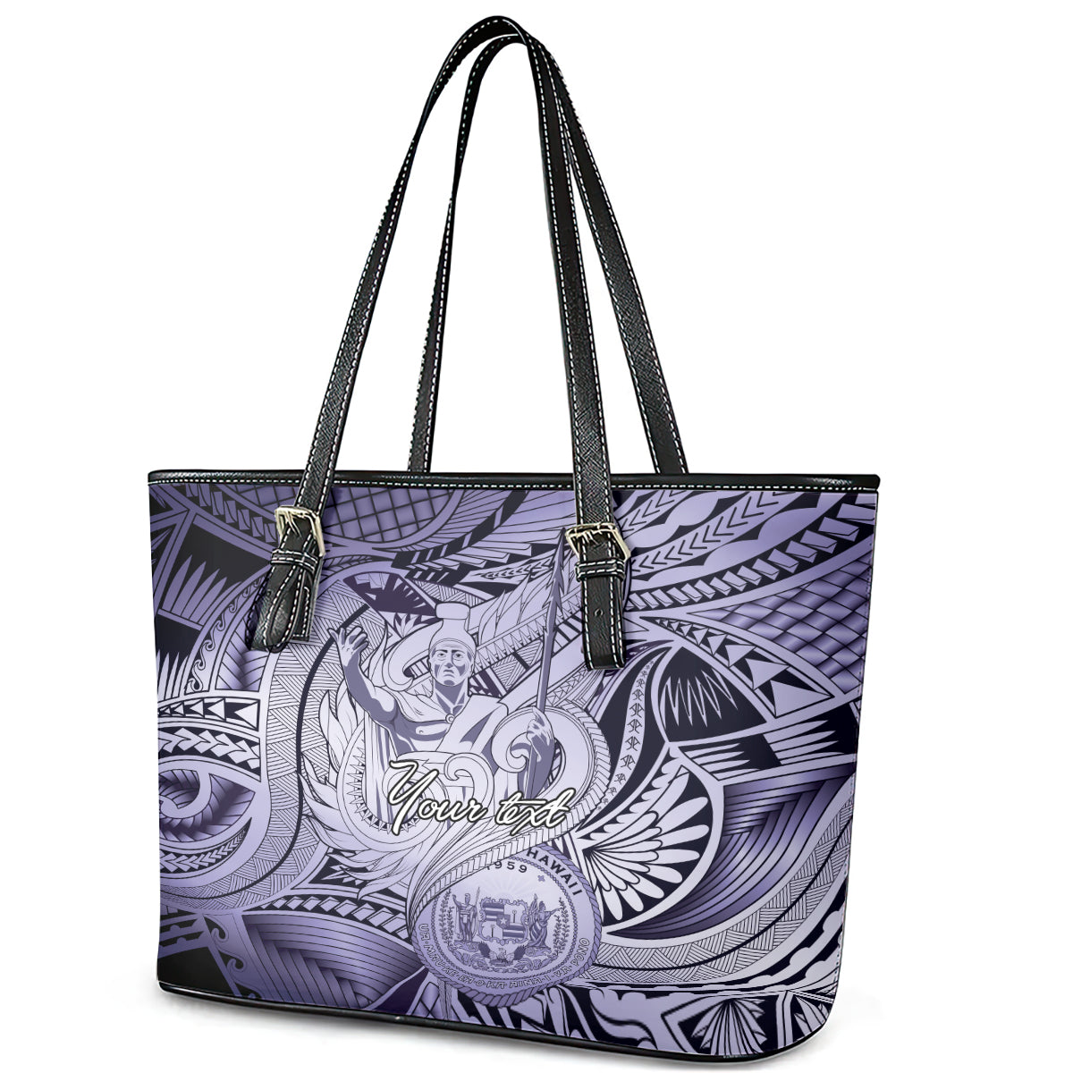 Personalised Aloha King Kamehameha Spirits Leather Tote Bag Violet Special