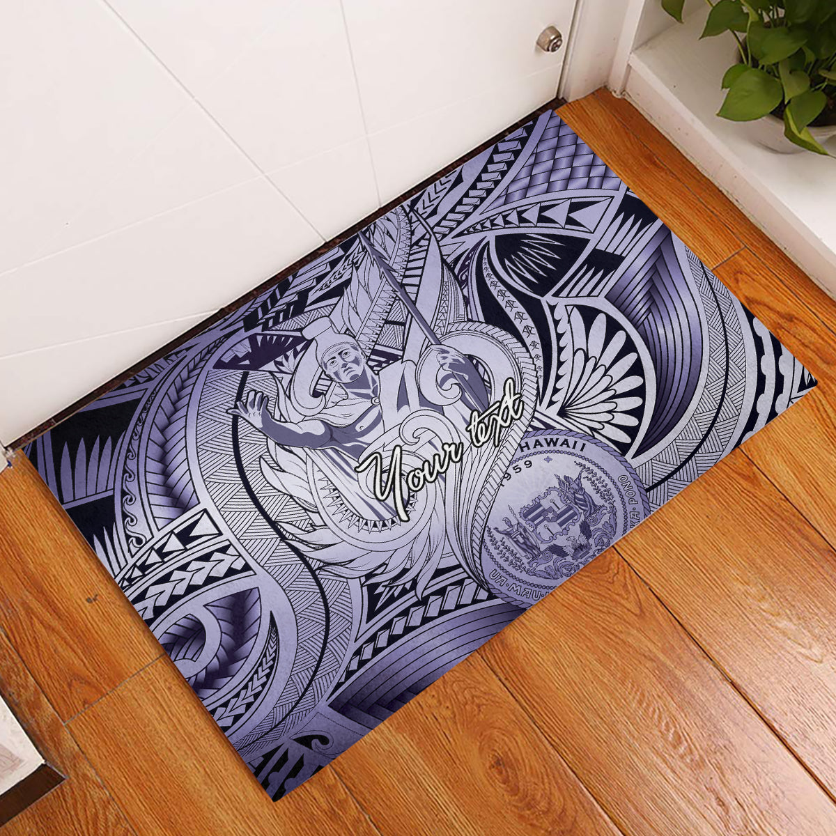Personalised Aloha King Kamehameha Spirits Rubber Doormat Violet Special