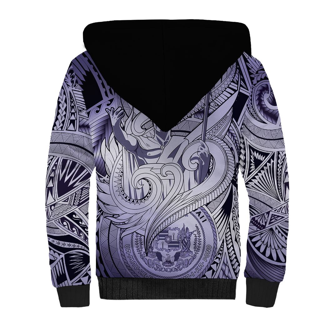 Personalised Aloha King Kamehameha Spirits Sherpa Hoodie Violet Special LT9 - Polynesian Pride