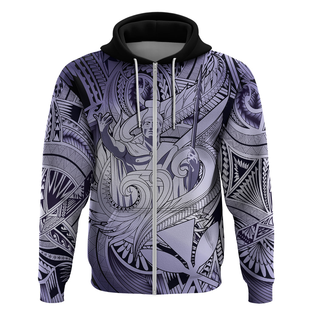 Personalised Aloha King Kamehameha Spirits Zip Hoodie Violet Special LT9 Zip Hoodie Violet - Polynesian Pride