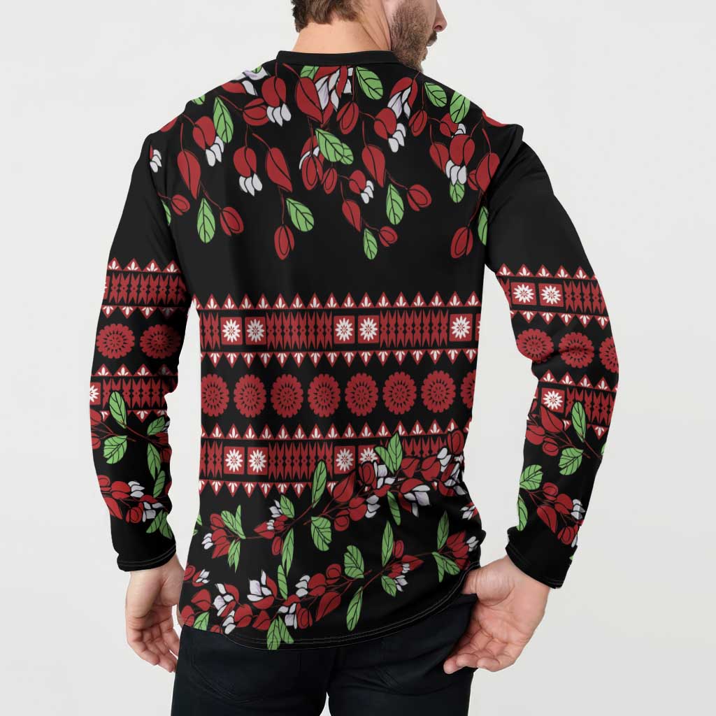 Fiji Masi Bula Tagimoucia Flowers Button Sweatshirt