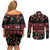 Fiji Masi Bula Tagimoucia Flowers Couples Matching Off Shoulder Short Dress and Long Sleeve Button Shirt