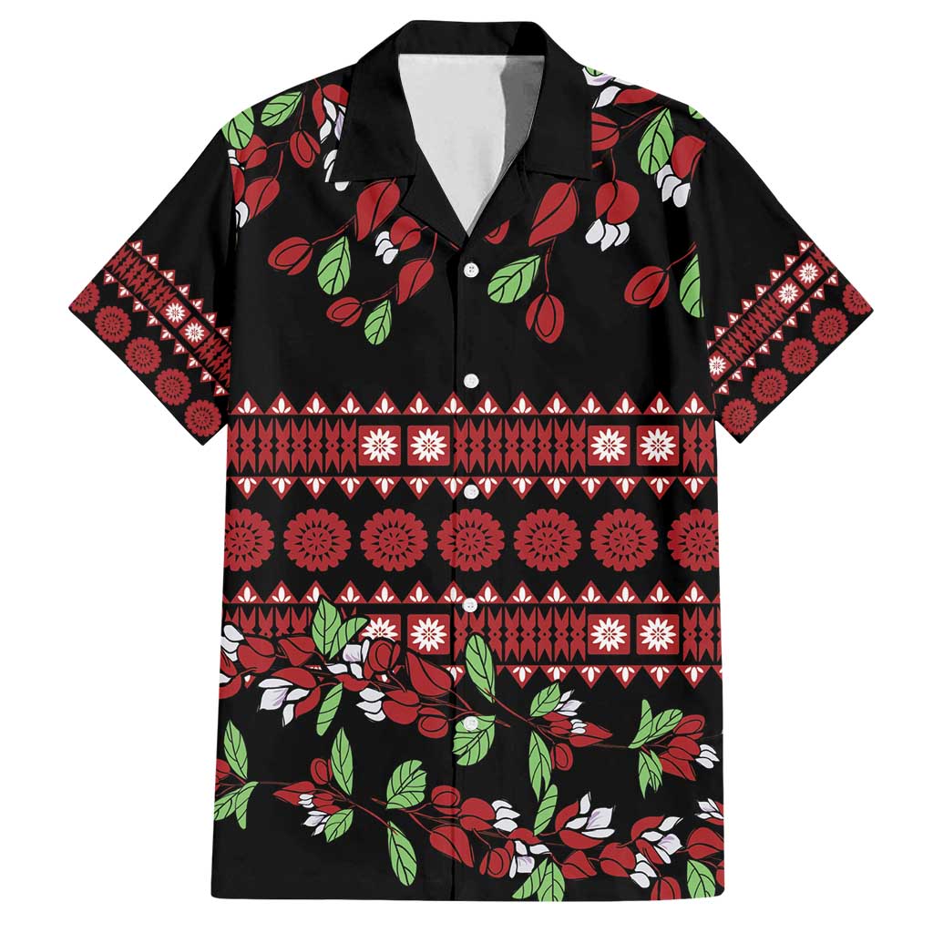 Fiji Masi Bula Tagimoucia Flowers Family Matching Long Sleeve Bodycon Dress and Hawaiian Shirt