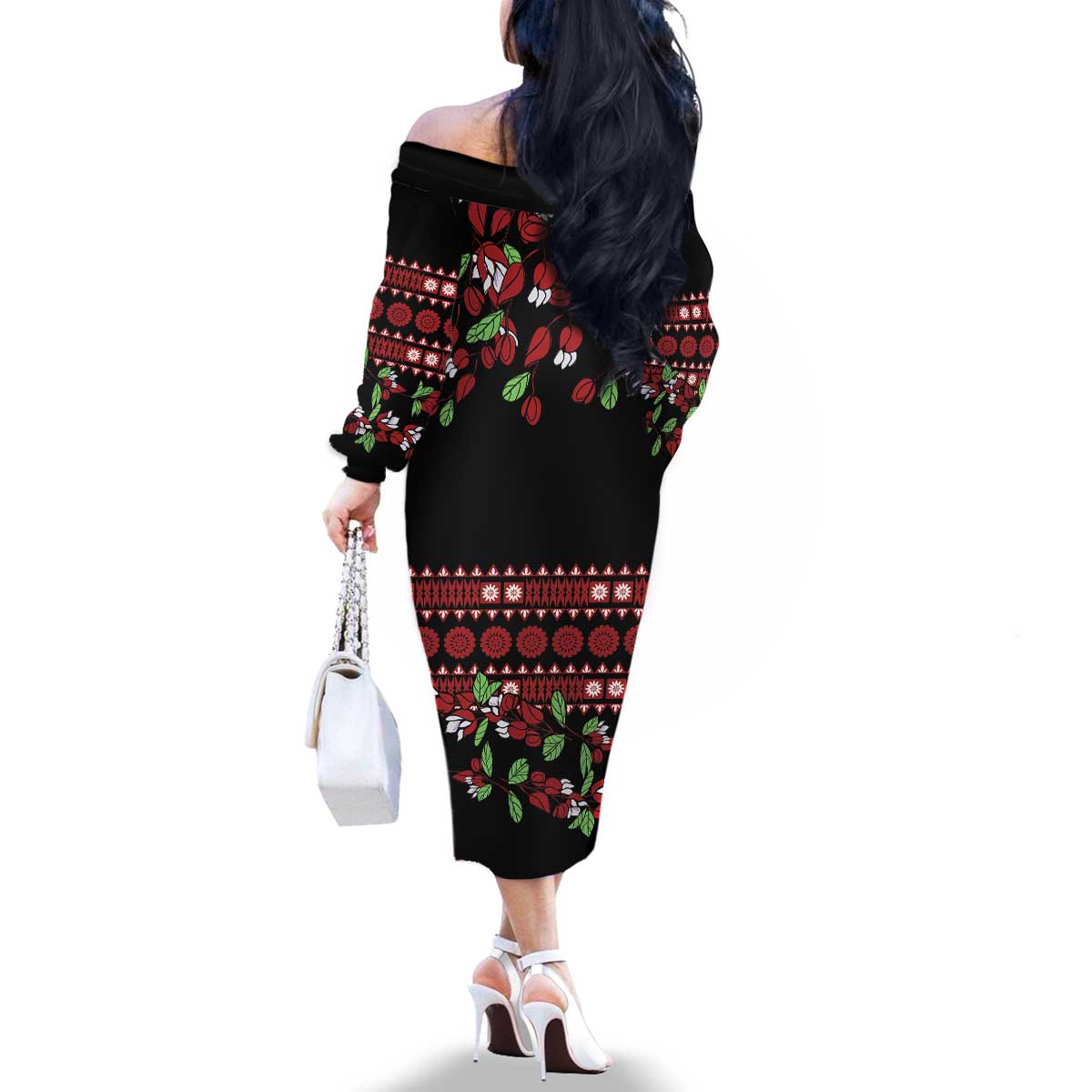 Fiji Masi Bula Tagimoucia Flowers Family Matching Off The Shoulder Long Sleeve Dress and Hawaiian Shirt