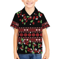 Fiji Masi Bula Tagimoucia Flowers Family Matching Off The Shoulder Long Sleeve Dress and Hawaiian Shirt