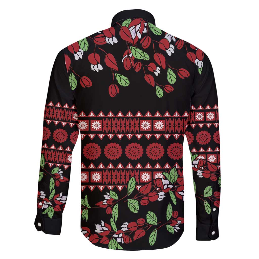 Fiji Masi Bula Tagimoucia Flowers Family Matching Off Shoulder Short Dress and Hawaiian Shirt