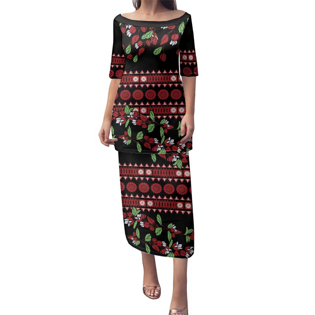 Fiji Masi Bula Tagimoucia Flowers Family Matching Puletasi and Hawaiian Shirt